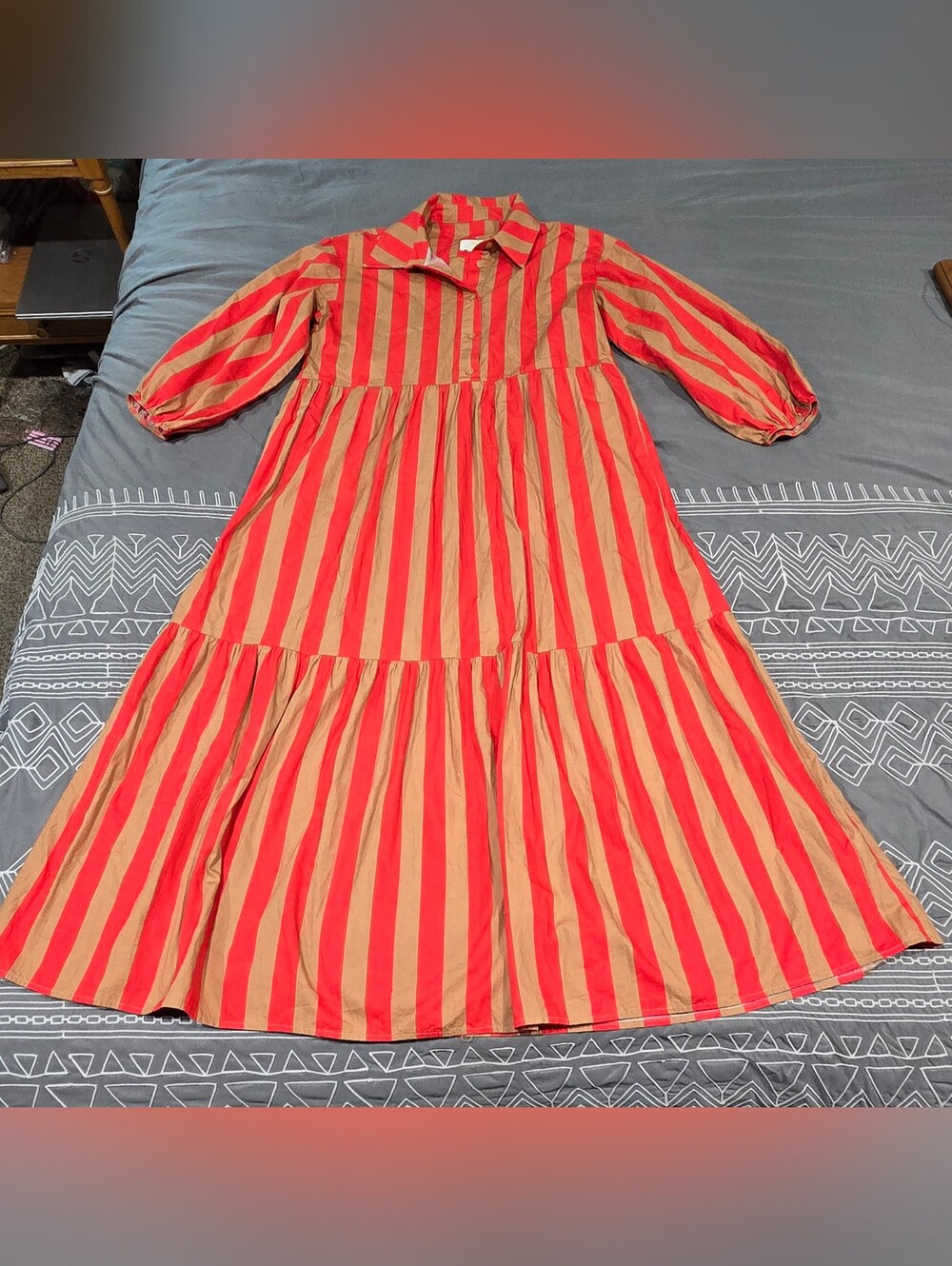 Maeve The Bettina Striped Tiered Shirt Dress Size Small